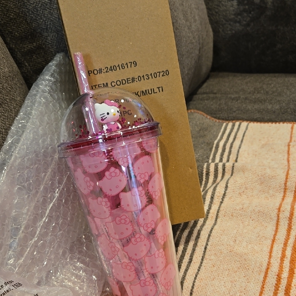 Hello Kitty Pink Tumbler with Straw